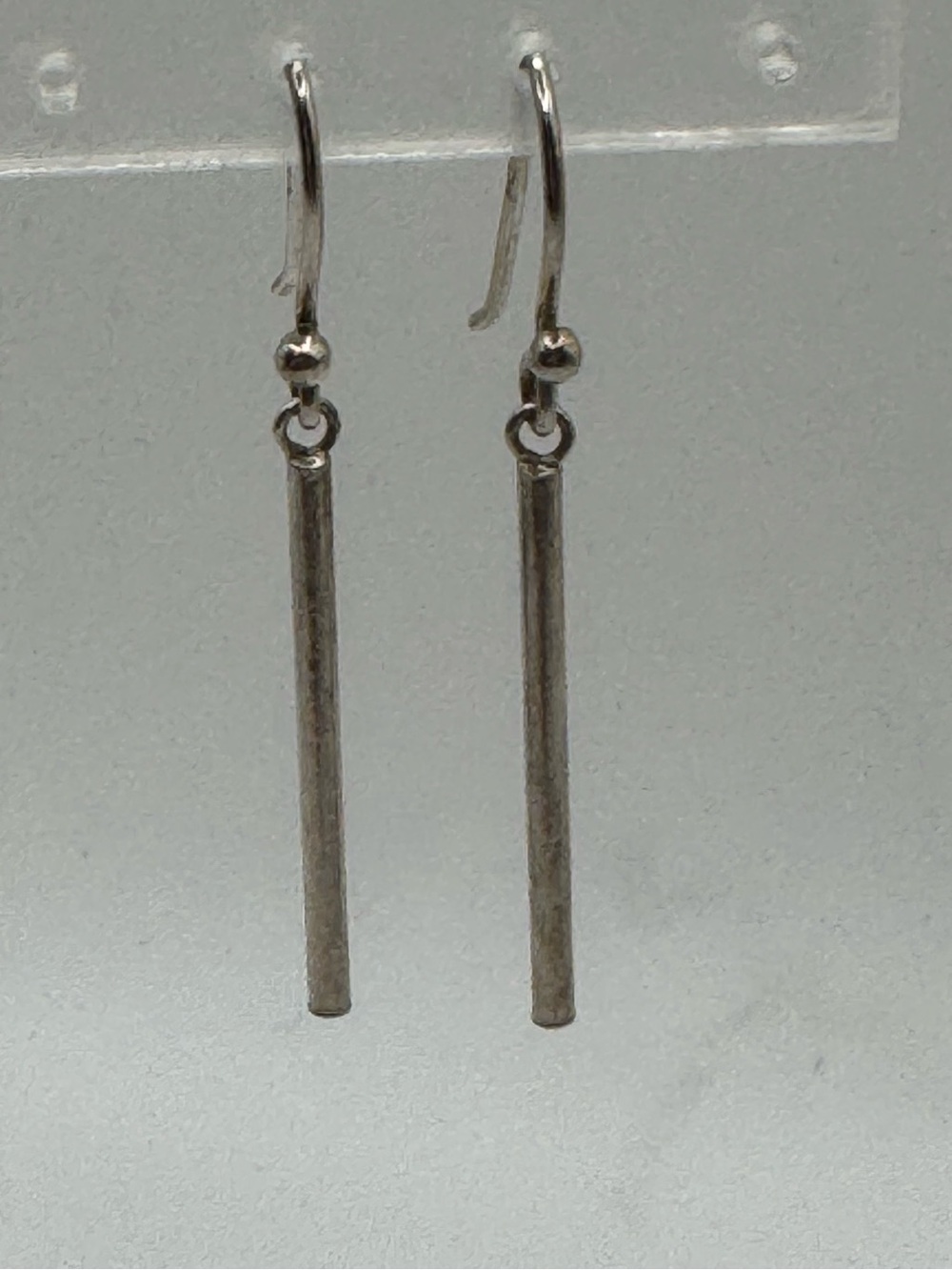 Vintage Minimal Sterling Silver Bar Drop Earrings